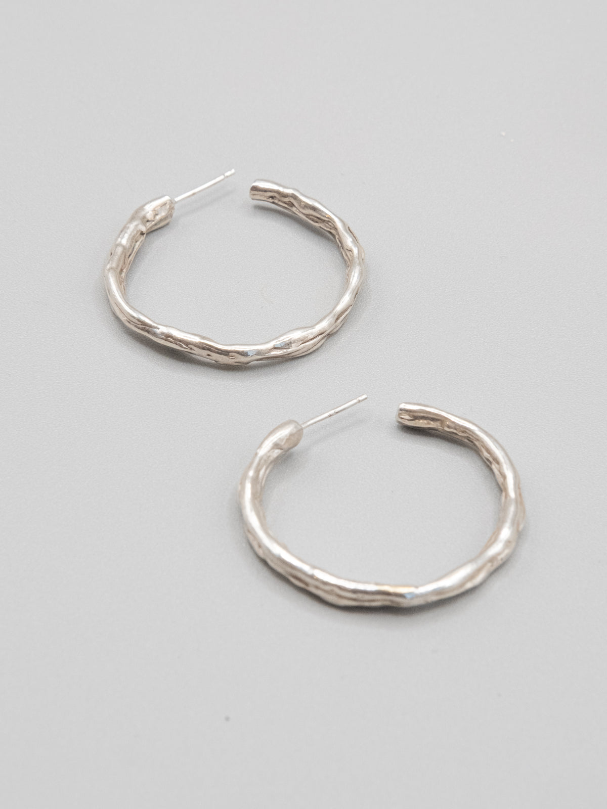 Medium Molten Hoops in Silver