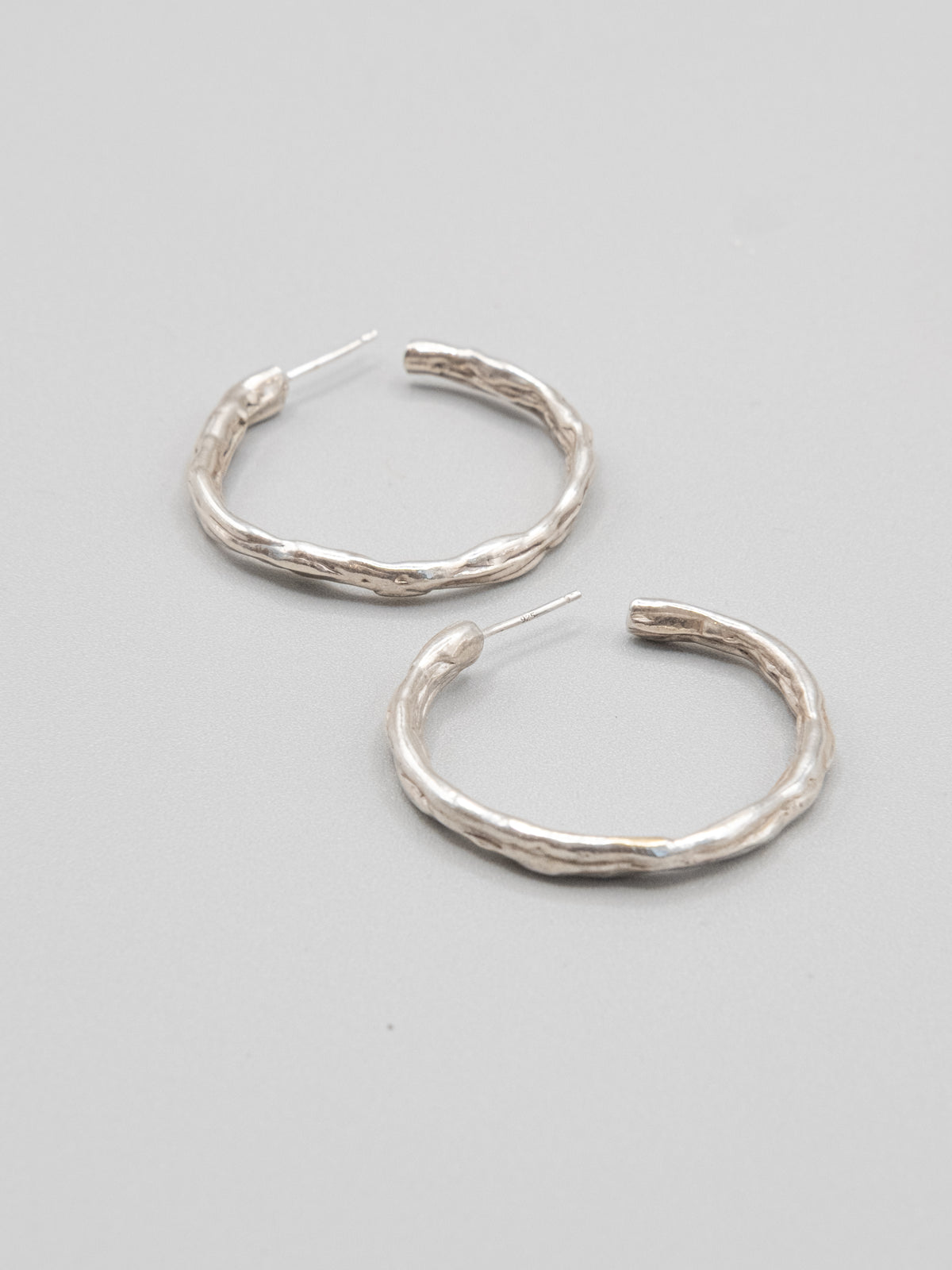 Medium Molten Hoops in Silver
